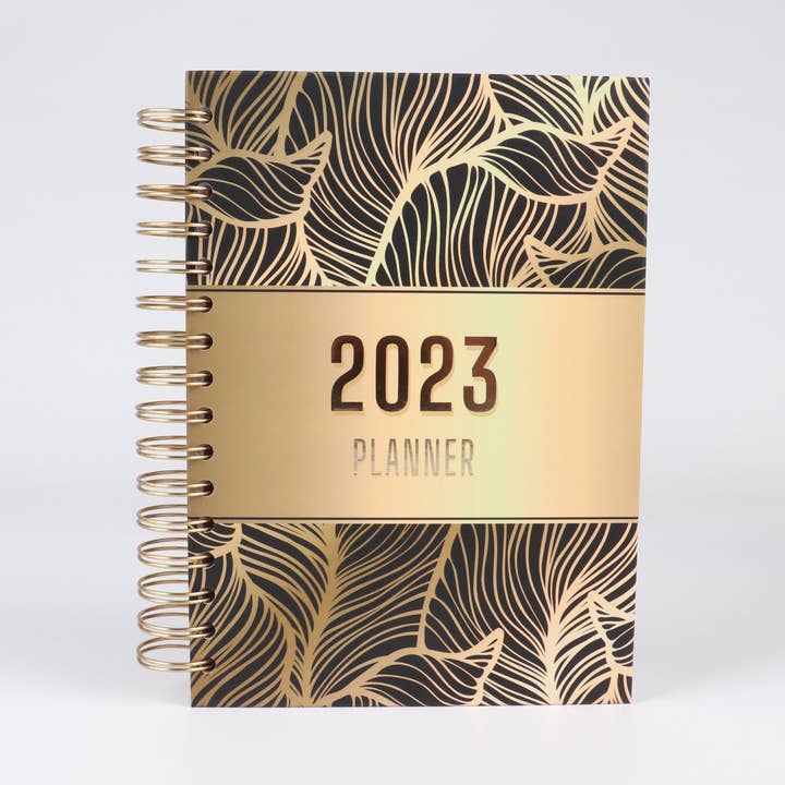 Agenda à spirale Golden Leaves 2023, format A5 pour la vente par Amy Designs