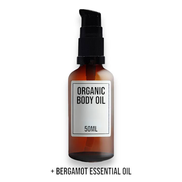 AW Aromatics Limited – wholesale Bad- och kroppsolja – Ekologisk kroppsolja 50ml - Bergamott - Vit etikett