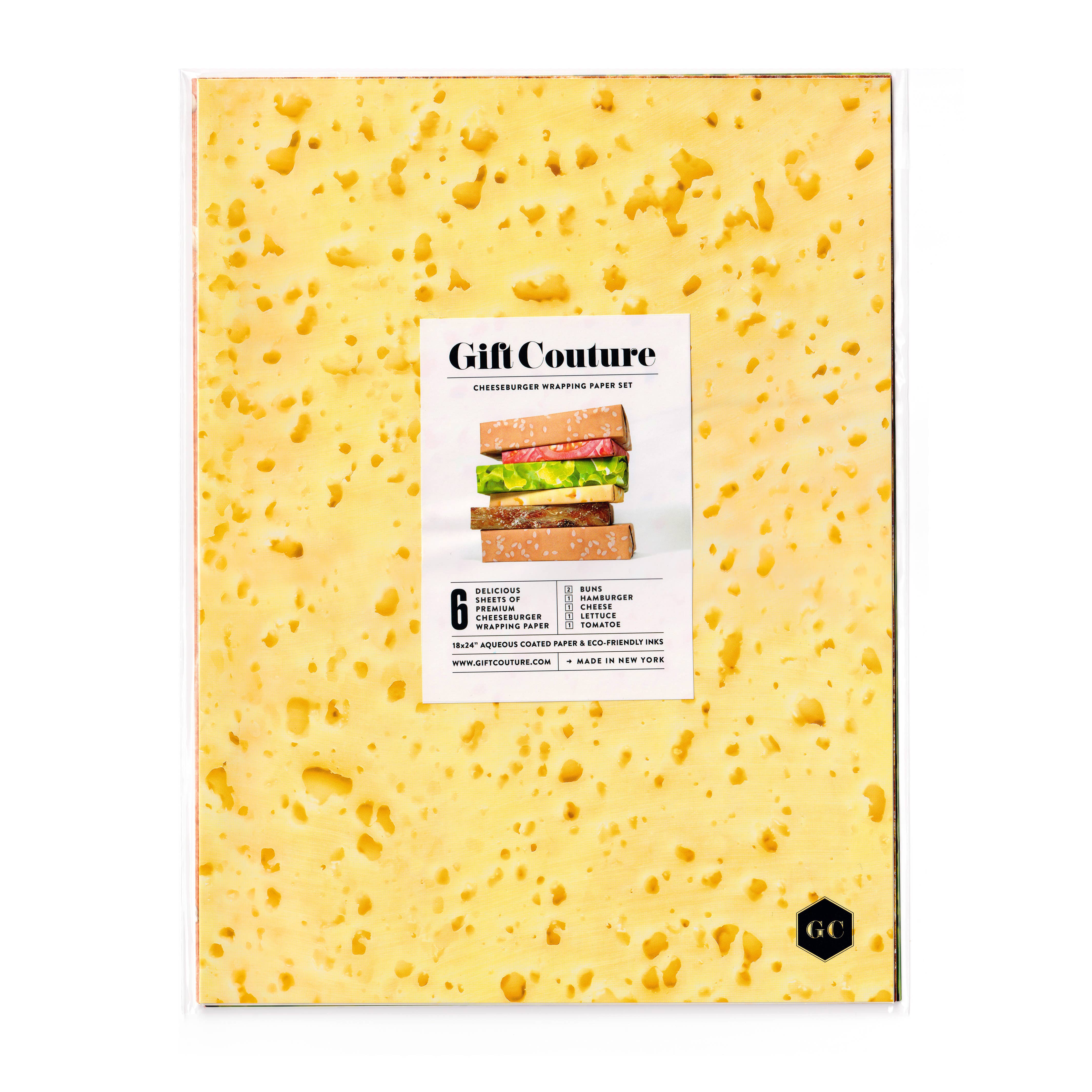 Gift Couture - Wholesale Flat Wrap - Cheeseburger Wrapping paper Set1
