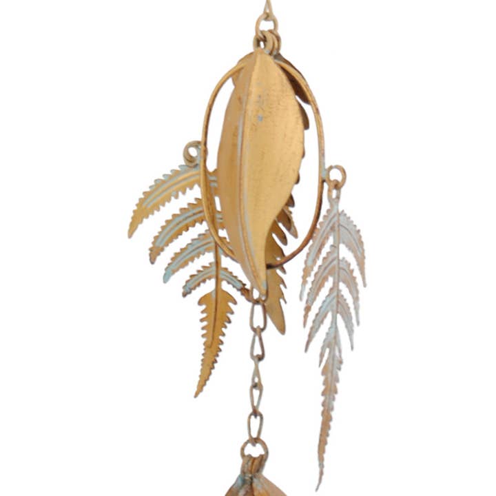 Will's Company - Wholesale Outdoor Ornament/Decor - Metal Copper Hanging Fern & Leaf Rain Chain Garland - 80"1