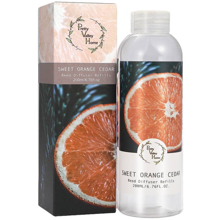 Reed Diffuser Oils 200ML 6.76 Fl oz Fragrance Oil - Sweet Orange Cedar for wholesale by Pretty Valley Home