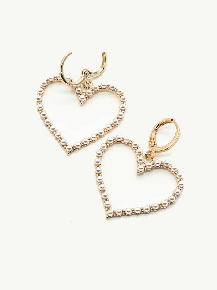 Pearl Heart Earrings for wholesale by Lavender Skyline