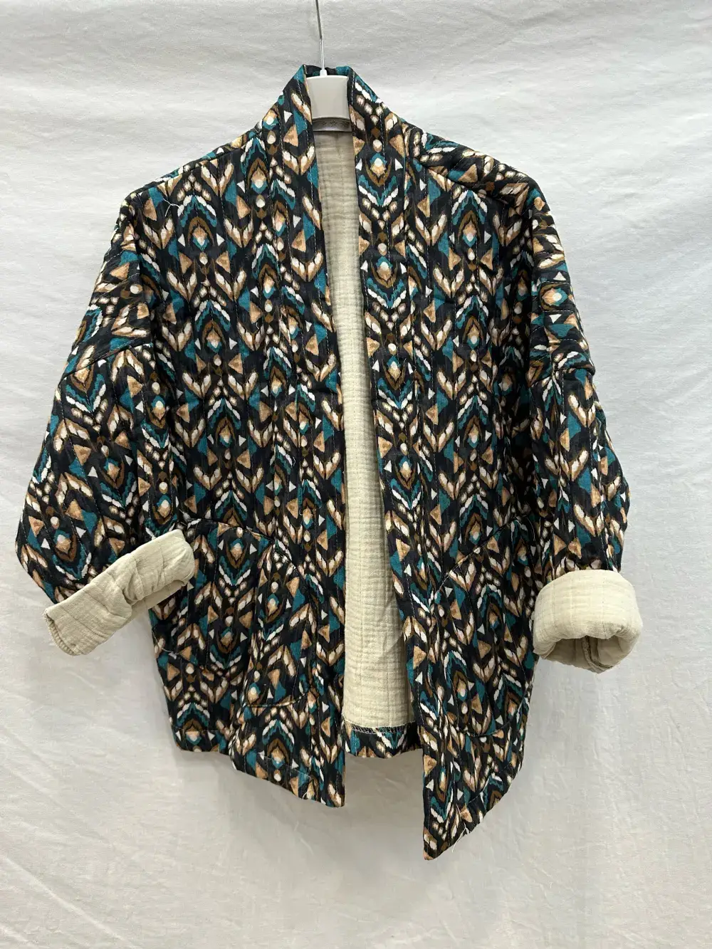 Mimi & Gogo - Vendita all'ingrosso Giacca - Donna - Giacca trapuntata in garza di cotone stampata @5343_Ve2Stampata6