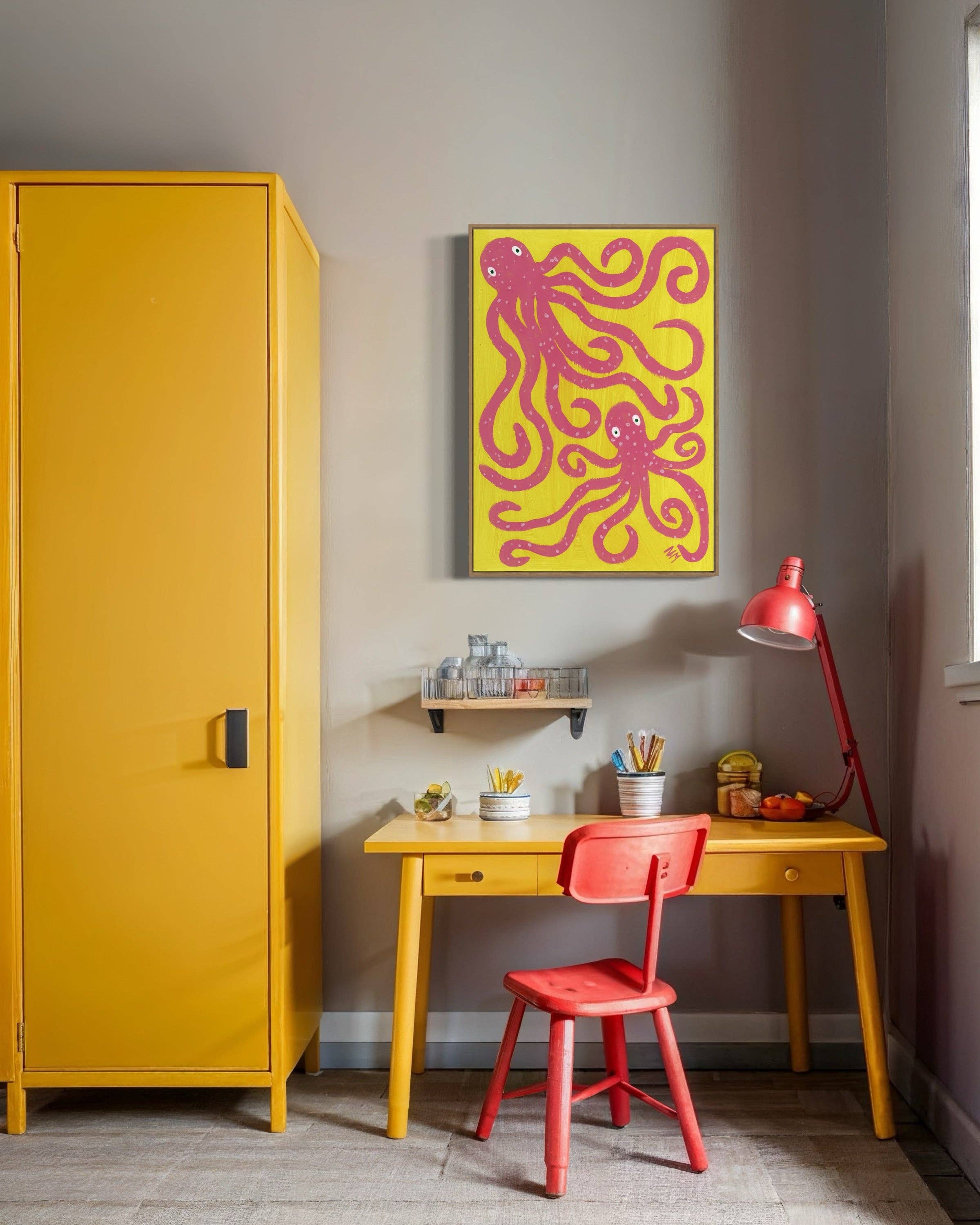 Nancy McKie - Wholesale Art Print - Pink octopus4