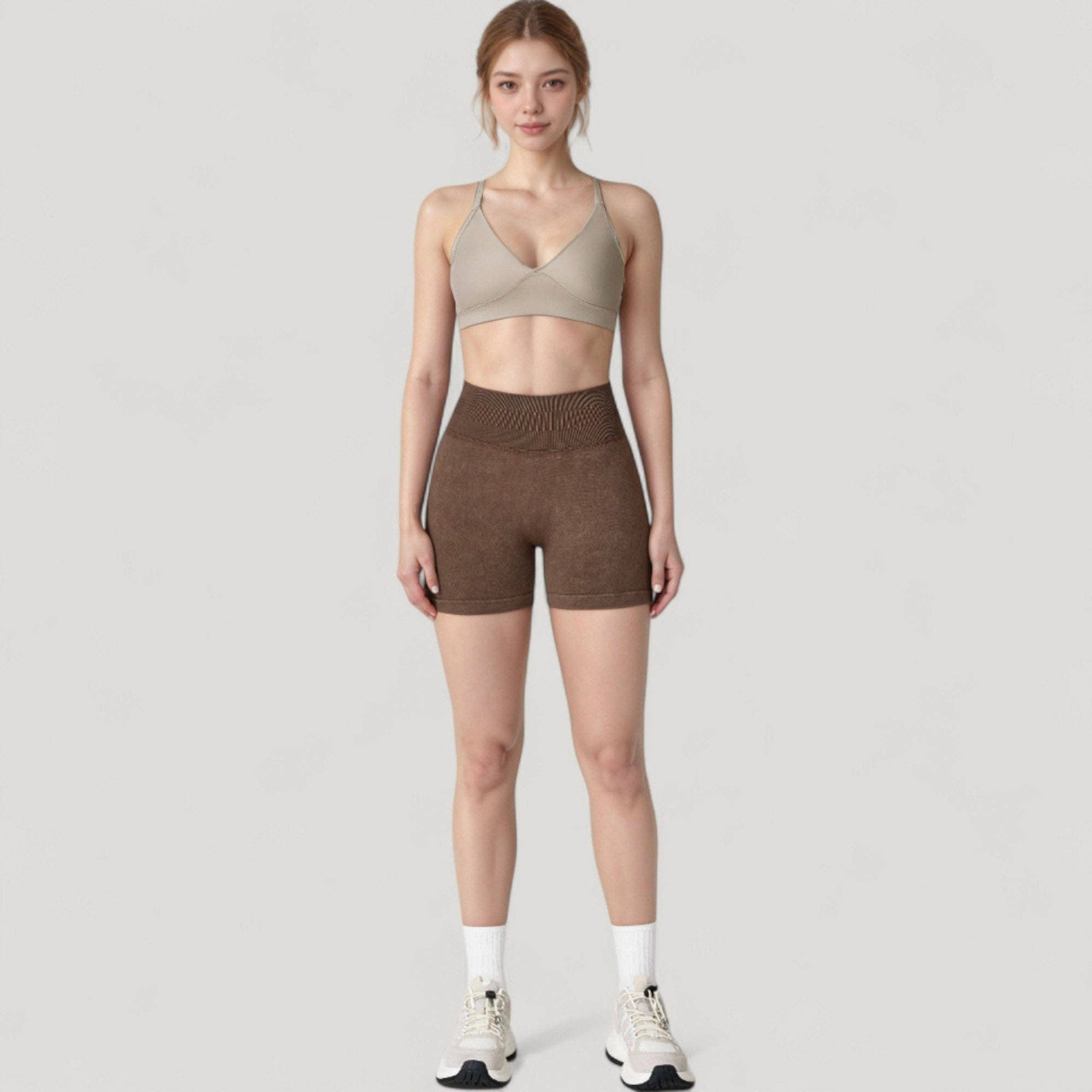 Active by Anna-Kaci - Vente Short de sport – femme - Shorts de cyclisme sans couture à taille haute côtelée pour femmes avec élasticité20