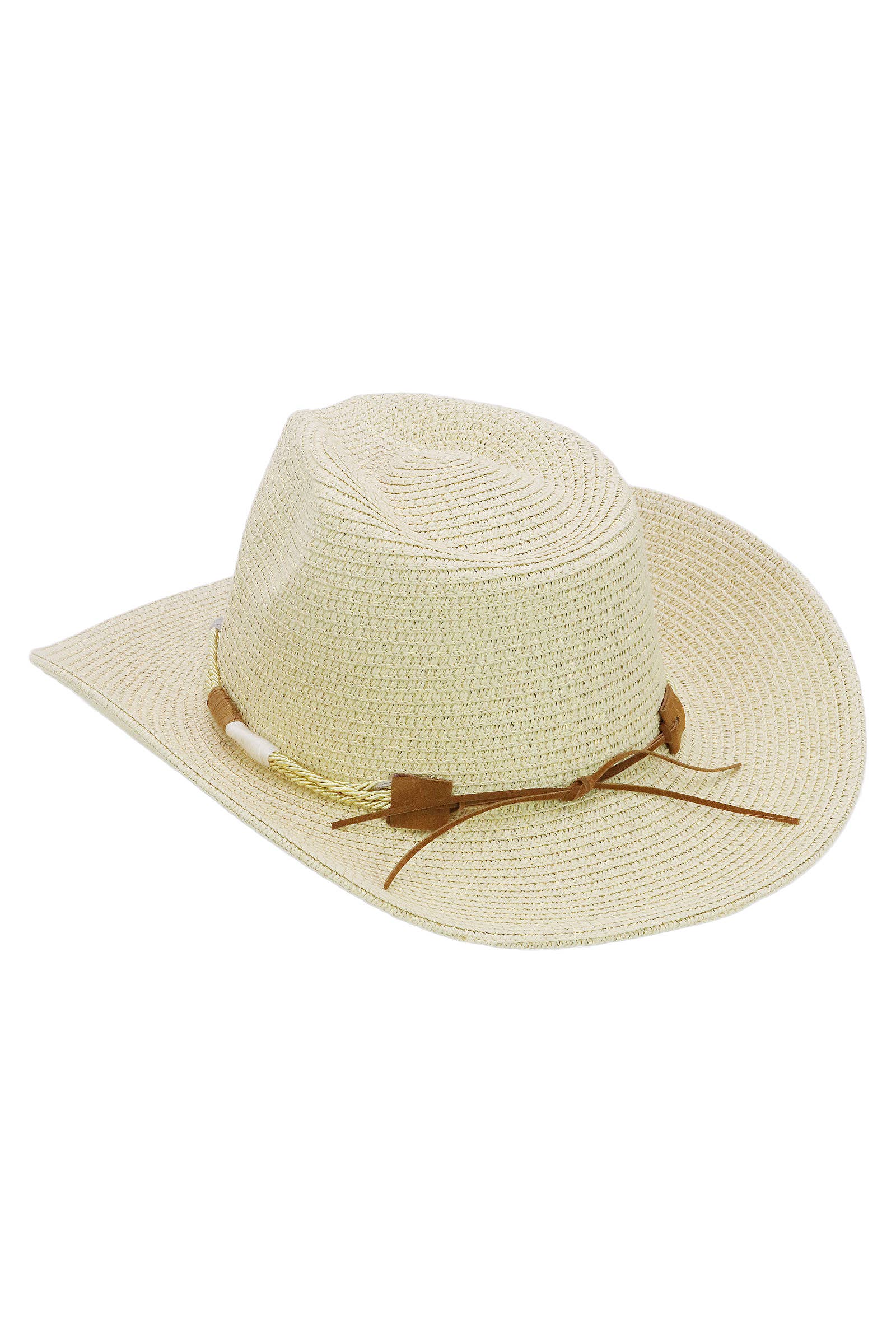 Cap Zone - Wholesale Straw Hat - Women's - Coastal Stitch Braided Belt Paper Straw Cowboy Hat2