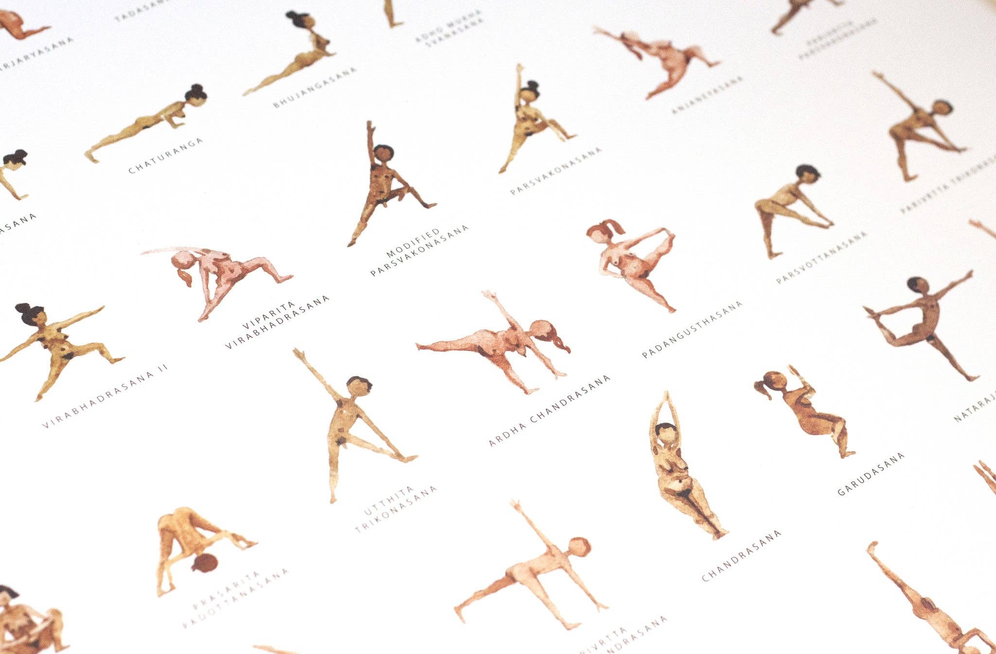 Yoga Prints - Vente Poster - Affiche de yoga moderne avec 66 postures de base et leurs noms en sanskrit4