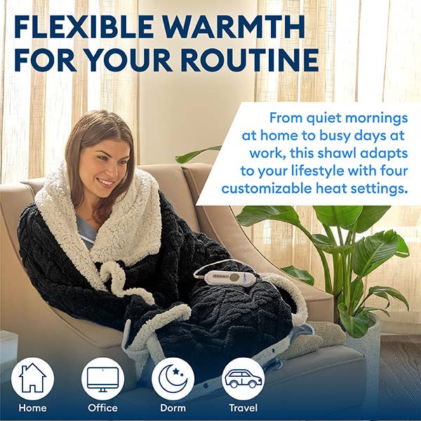 Uncanny Brands - Wholesale Throw Blanket - Therahaus by Therapedic Indoor Heated Shawl6