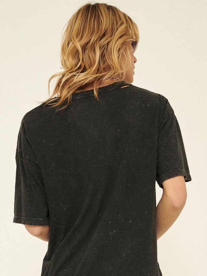Charcoal Def Leppard Union Jack Distressed Graphic Tee for wholesale on Faire