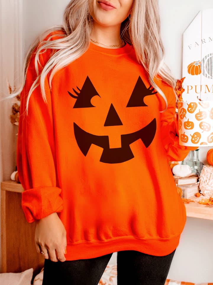 Camisola de Outono com Gráfico de Abóbora com Pestanas – Unissexo por atacado de Plain Apparel Tees