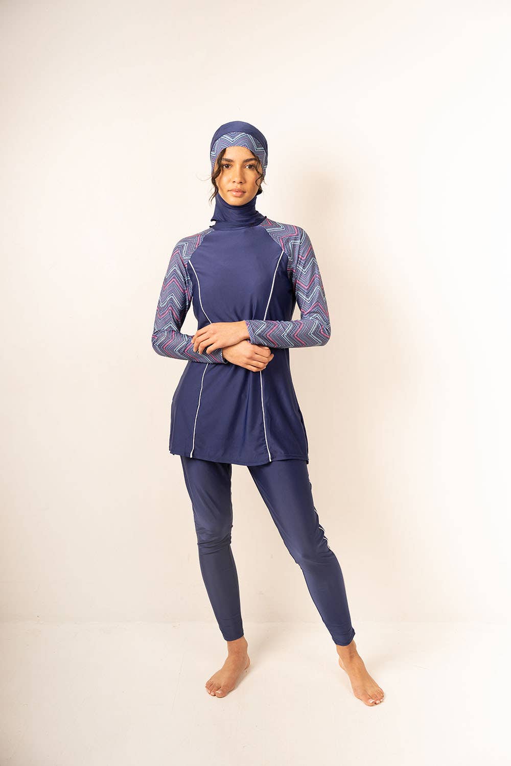 Navy Geometric Print Plus Size Burkini/HY2469 for wholesale on Faire0