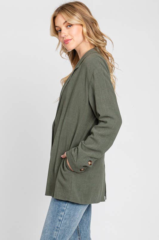 Olive Collar One Button Blazer Jacket - FC1198 for wholesale on Faire2