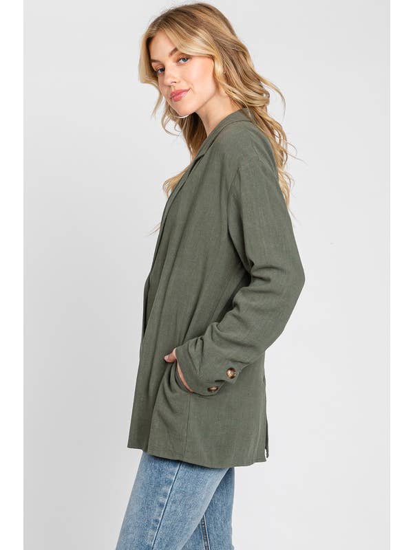 Olive Collar One Button Blazer Jacket - FC1198 for wholesale on Faire2