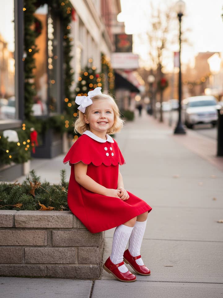 Posh Pickle – wholesale Dress – Kids – The Capelet Dress in Evelyn - Red Pinwale Corduroy1