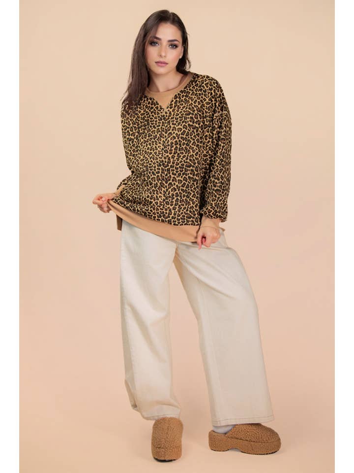 VERY J - Wholesale Knit Top - Women's - NT12318-Leopard & Camo Printed Knit Casual Top5