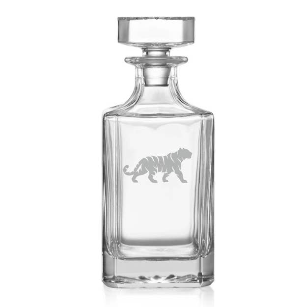 Tiger Etched Glass Whiskey Decanter for wholesale by Honeysuckle Home