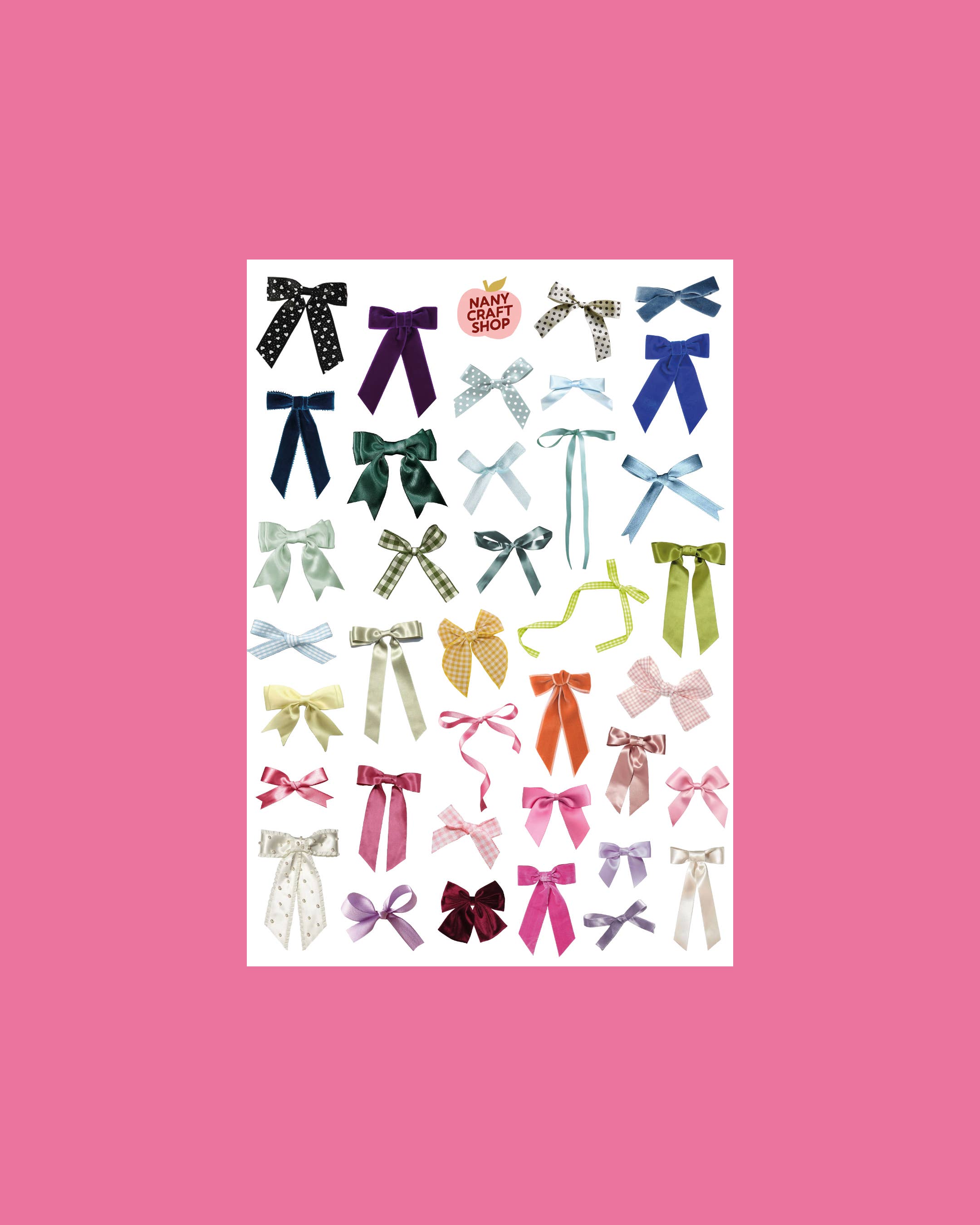 Nany Craft Shop - Wholesale Sticker - Realistic Bow Stickers Sheet A5 🎀