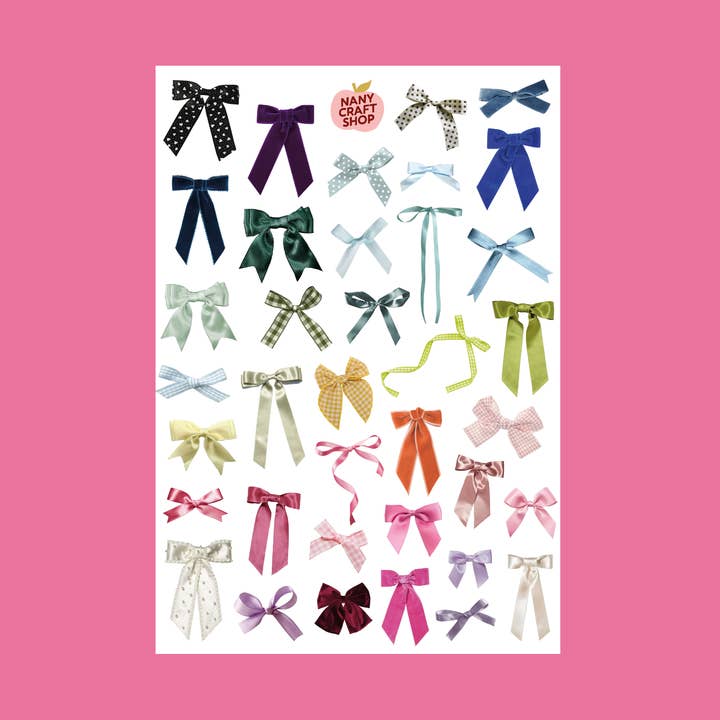 Nany Craft Shop - Wholesale Sticker - Realistic Bow Stickers Sheet A5 🎀0