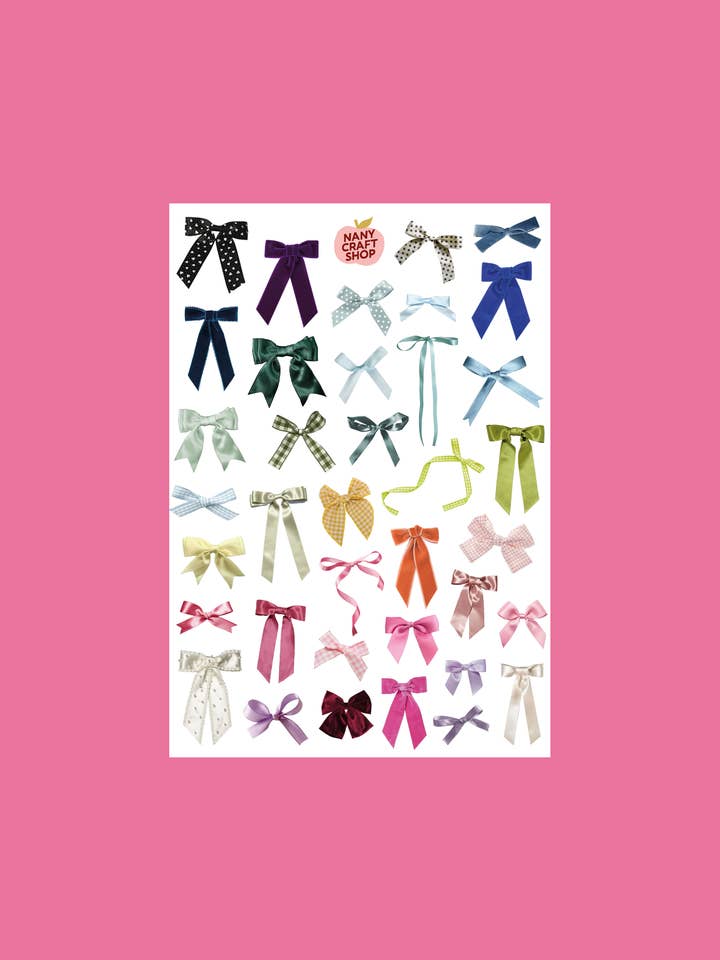 Realistic Bow Stickers Sheet A5 🎀 for wholesale by Nany Craft Shop