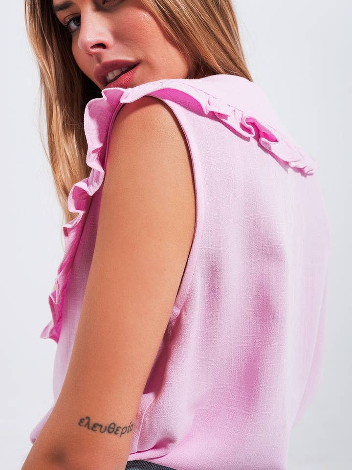 Crop top with bib collar in pink for wholesale on Faire1