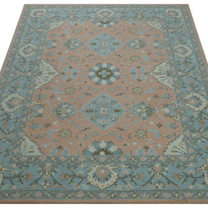 The Rug Decor, Inc. - Wholesale Area Rug - Custom Made Traditional Oriental Design Pink And Blue Hand Tufted Wool Area Rug9