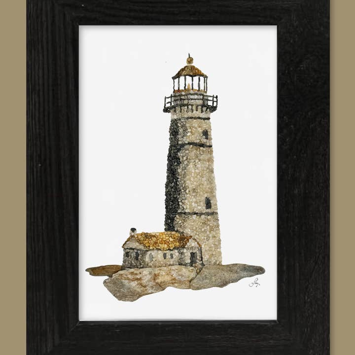Pemaquid Point Lighthouse | 5x7 Framed Print for wholesale by Coastal art co.