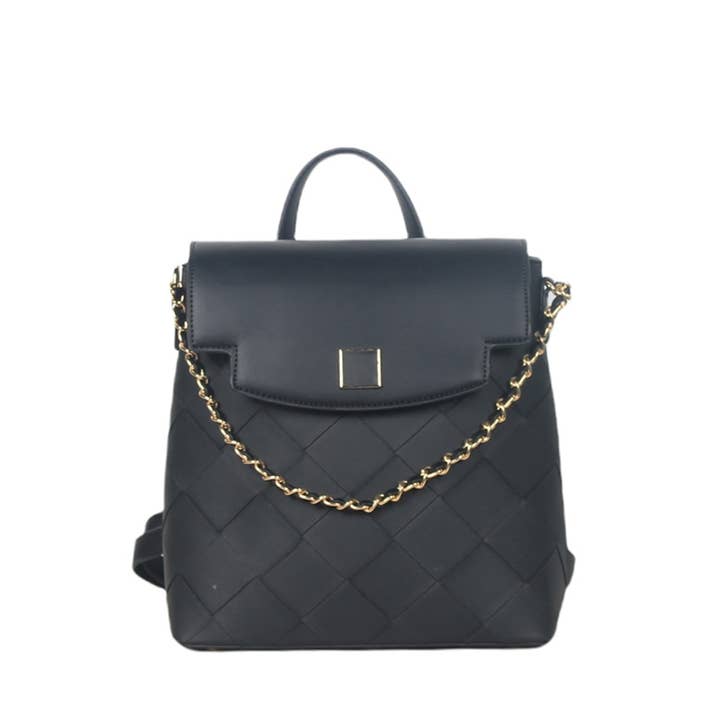 MIA LAROUGE - Wholesale Backpack - Women's - BACKPACK BAG WITH FLAP, LEATHERETTE