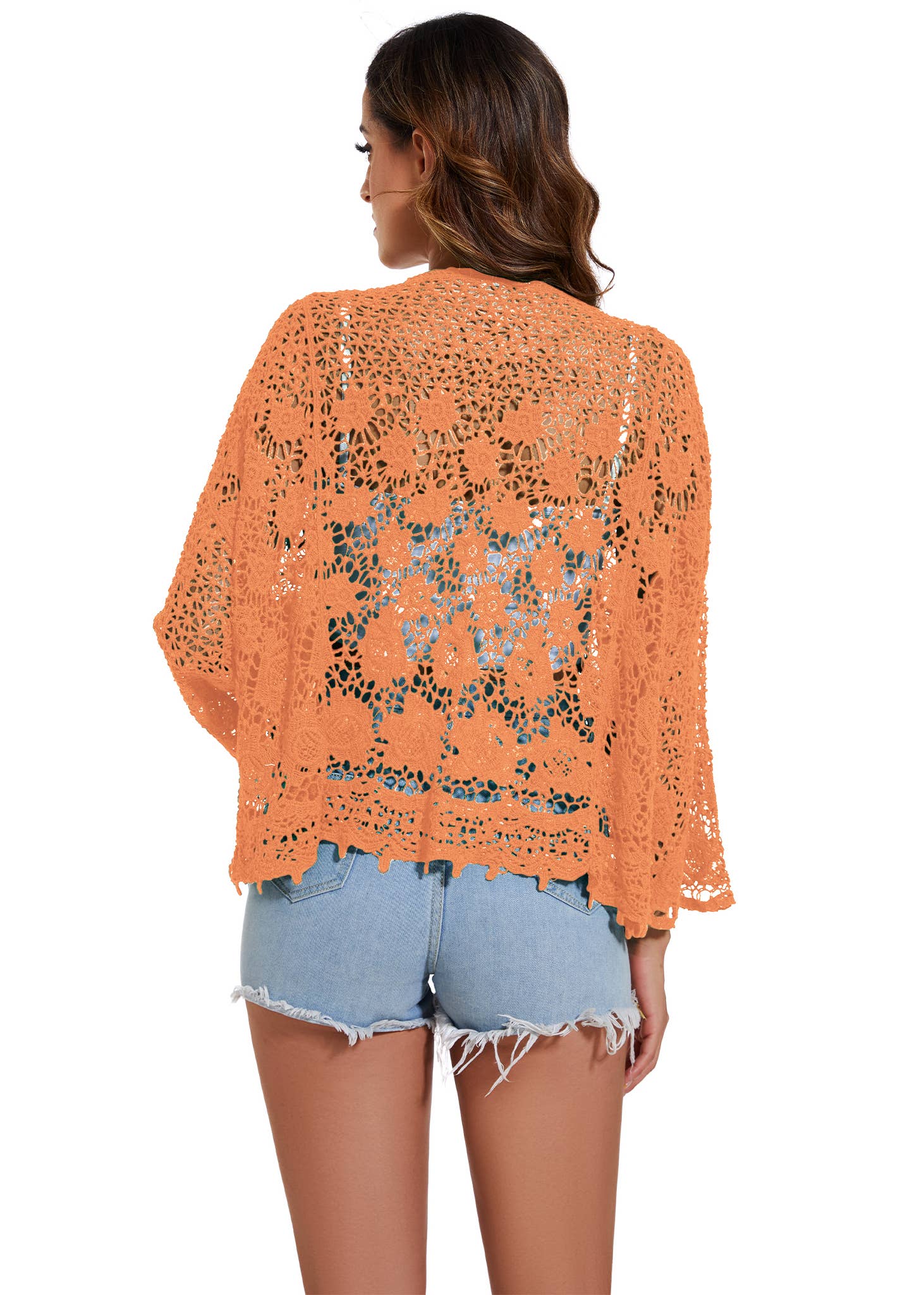 Anna Kaci Wholesale - Wholesale Kimono - Women's - Womens Short Embroidered Lace Kimono Crop Cardigan Half35