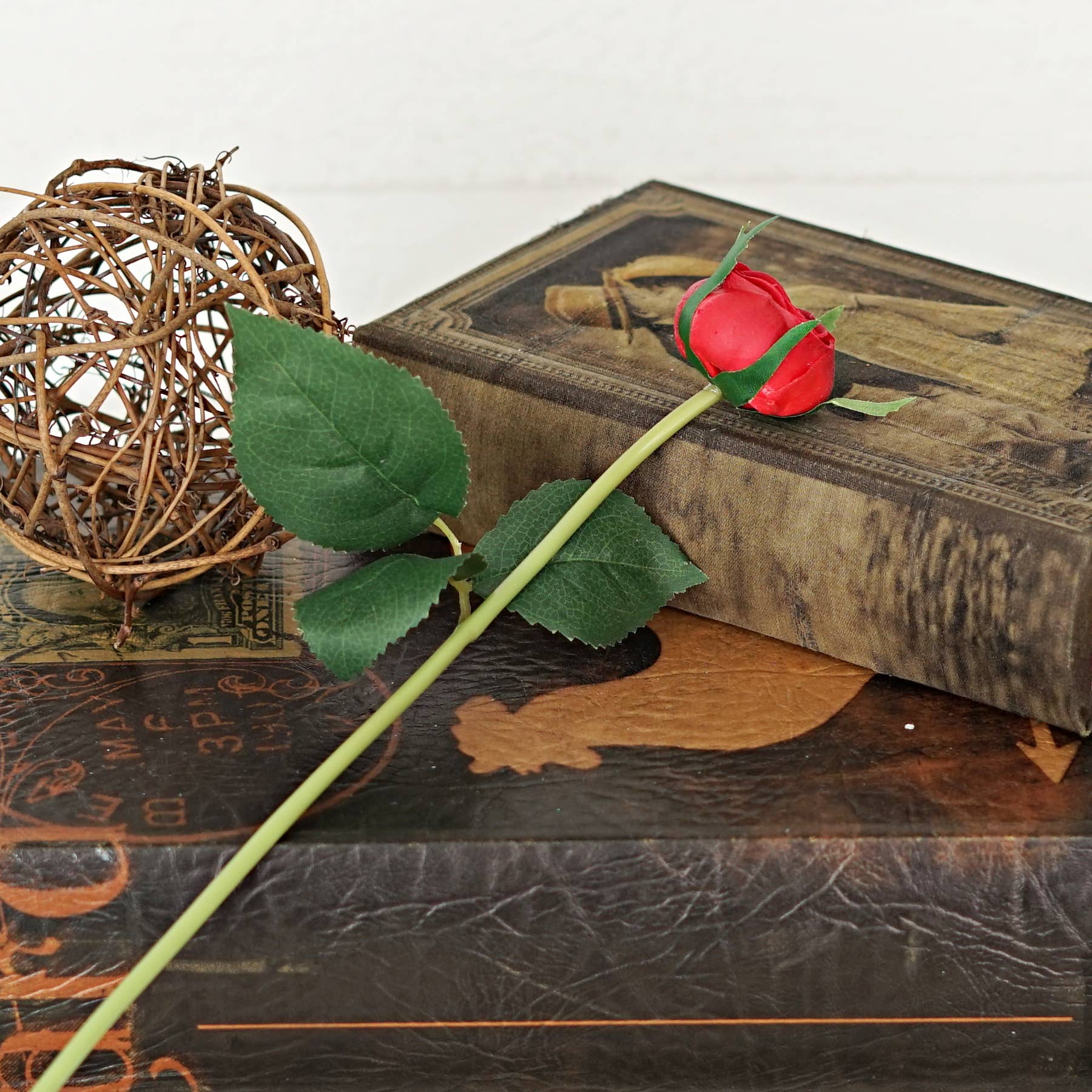 Impressive Enterprises, Inc. - Wholesale Artificial Flowers - ISB75551- 13inL real touch Cabbage Rose Stem-Red2