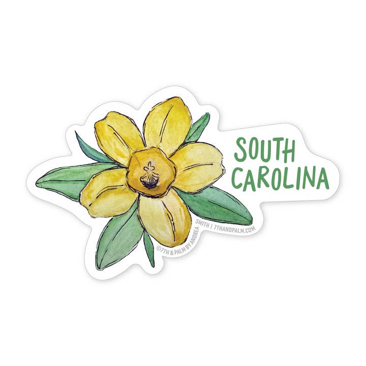 Yellow Jessamine South Carolina State Flower Sticker for wholesale by 7th & Palm