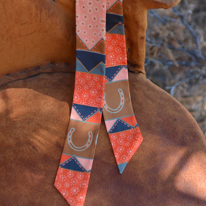 Tirzah Lane Art - Wholesale Scarf - Women's - Frontier Bound Quilted Patchwork Silk Twilly Scarf2