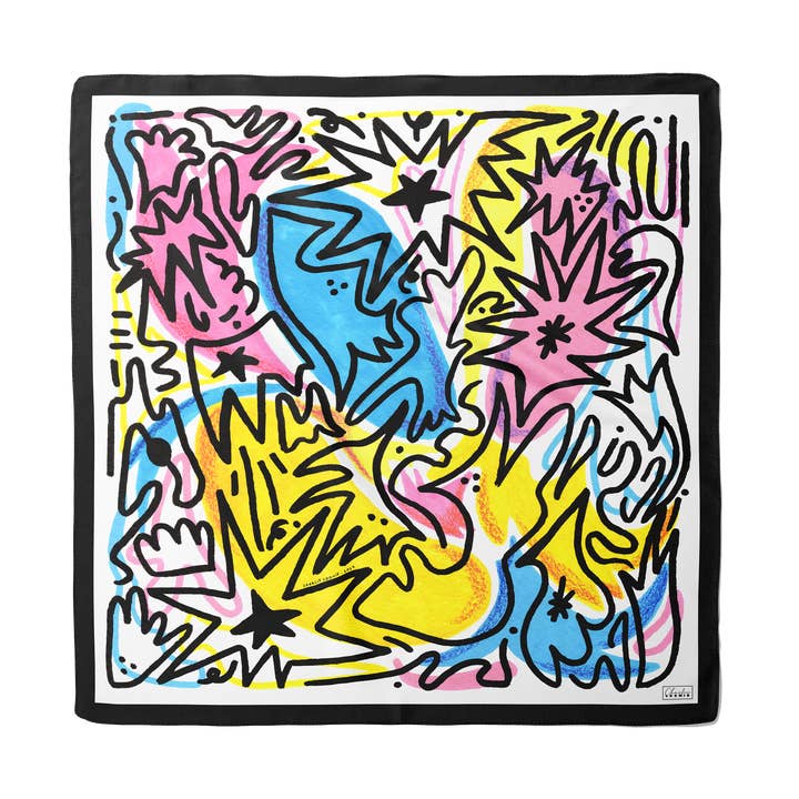 POP sidenhalsduk · 90x90 cm | Vit, blå, rosa för wholesale av Charlie Loonie