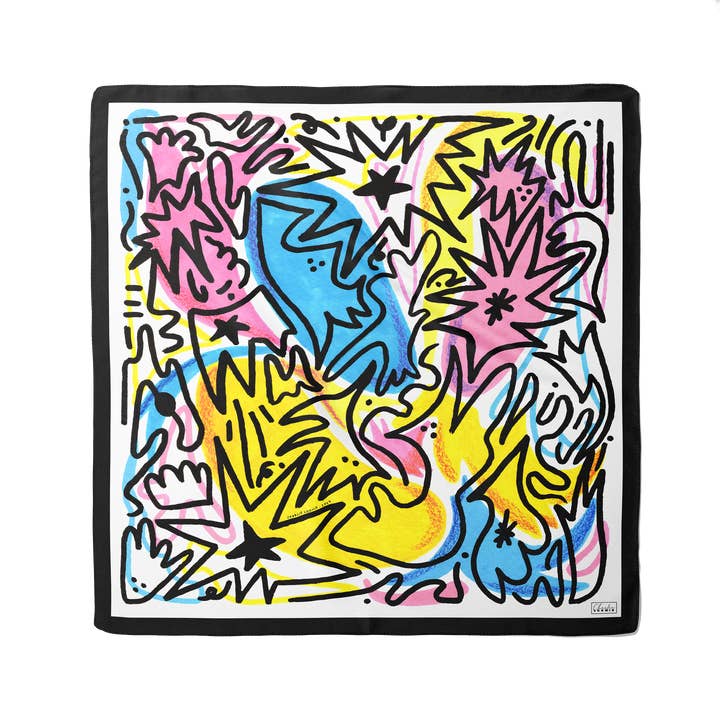 Seidenschal POP · 90x90 cm | Weiß, Blau, Rosa für den Großhandel von Charlie Loonie