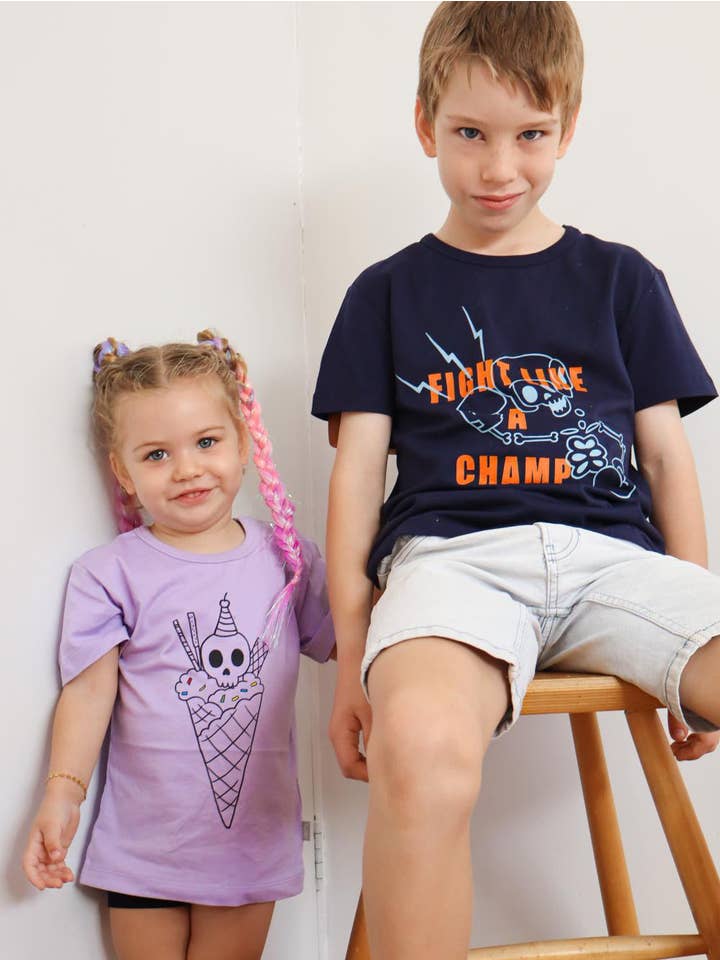 iMiN Kids - Wholesale Screen-printed t-shirt – Kids - Fight Like a Champ T-Shirt Navy2