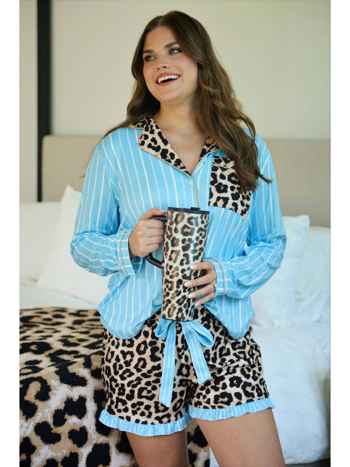 Leopard Catnap Couture Flæsepyjamasæt for engroshandel på Faire6