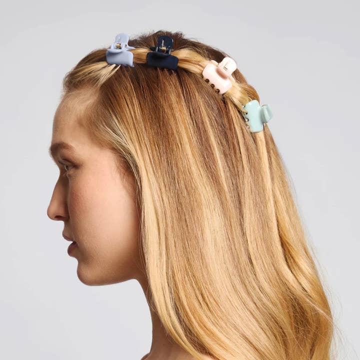 KITSCH - Wholesale Hair Clip - Women's - Recycled Plastic Mini Cloud Clips 8pc Set- Garden Bouquet