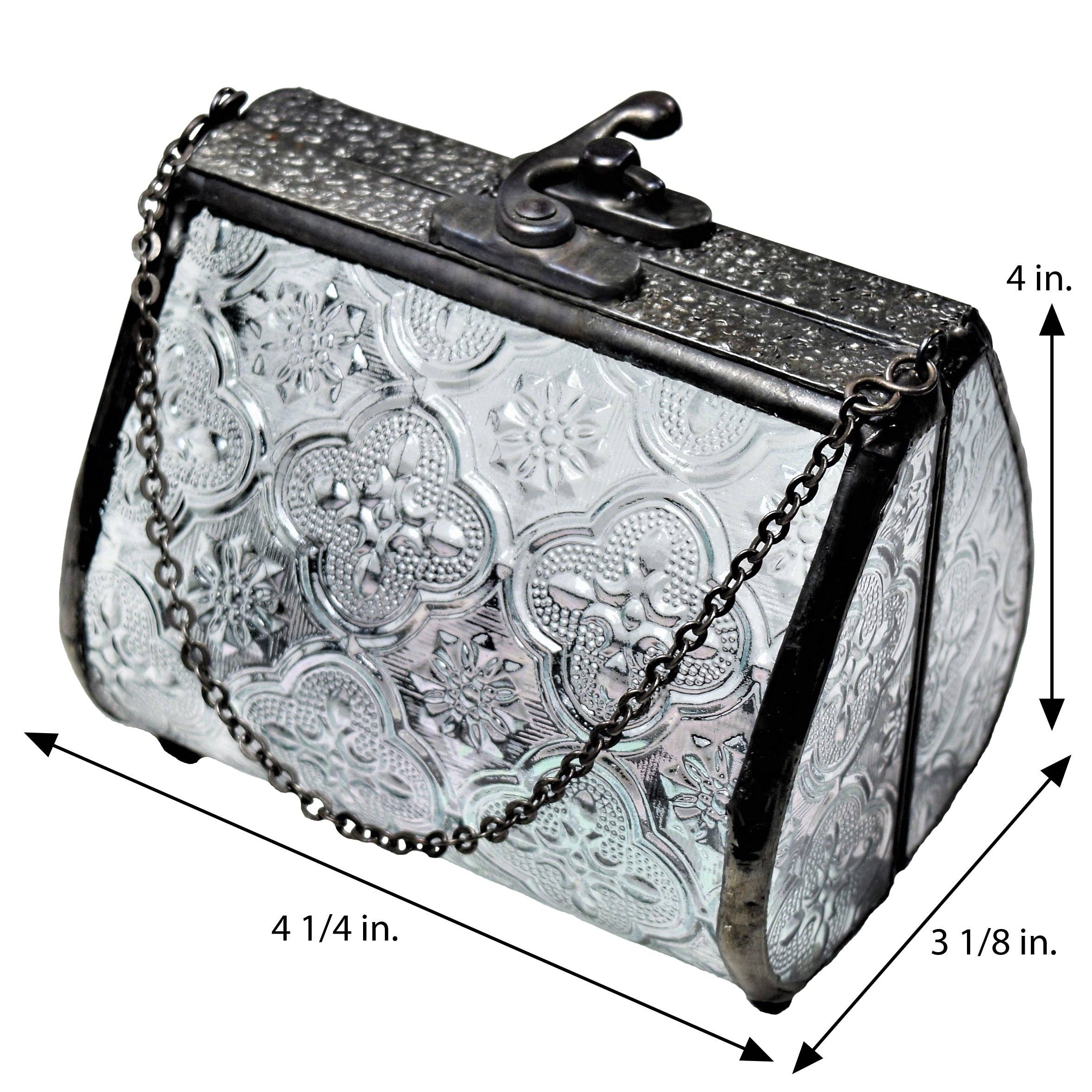 J Devlin Glass Art & Bert Anderson Collection - Wholesale Decorative Box - Box 515 Clear Vintage Glass Purse Box1