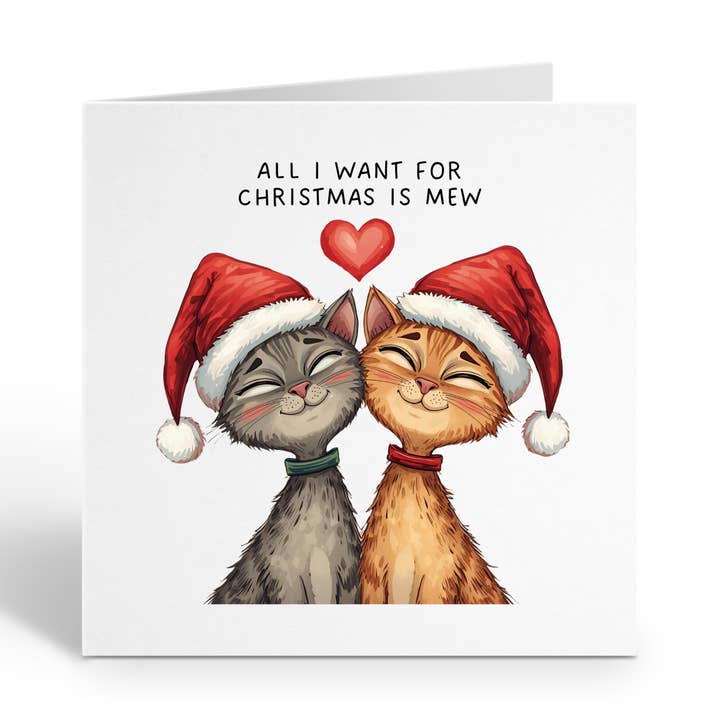 Funny Christmas Card - Cute Cats In Love for wholesale by Smirk & Scribble