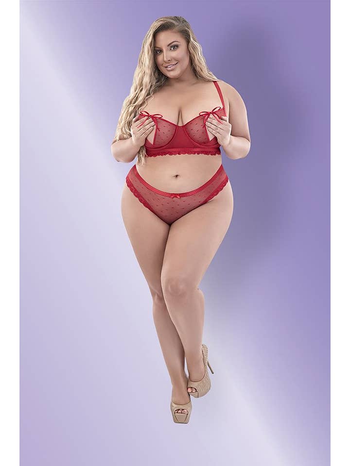 Red Magic Silk Split Cup Bra & Split Crotch Short Set M233Q for wholesale on Faire3