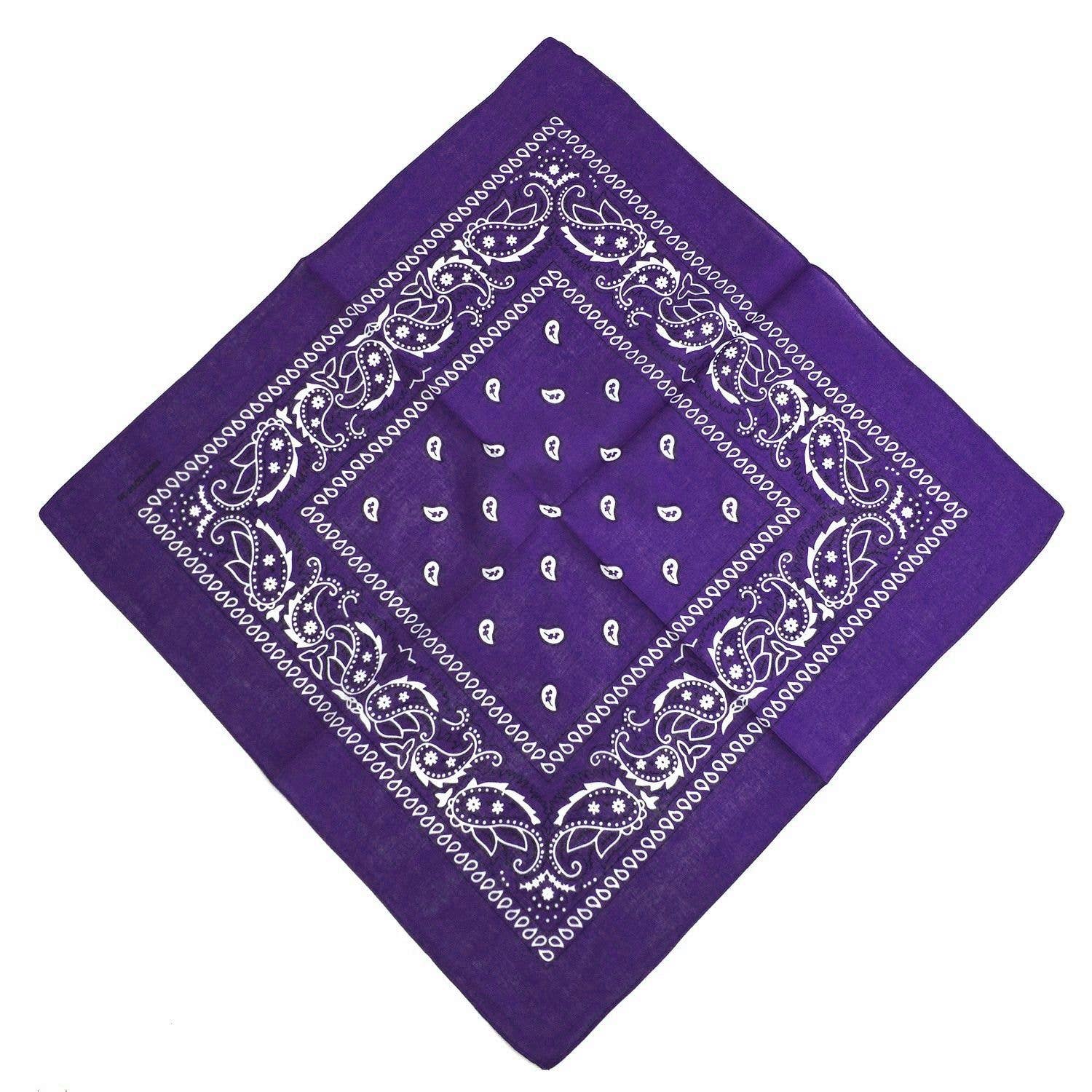 Diacly - Wholesale Bandana - Women's - 12PC Solid Color Paisley Square Bandana Classic Cotton Scarf3