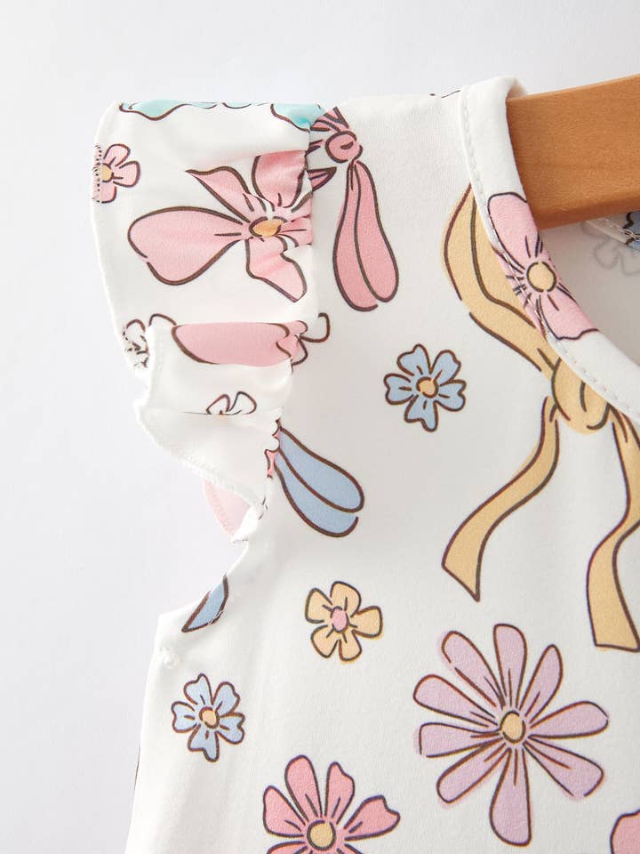 Rylee Faith Designs - Vente Robe – enfant - Robe fille à manches volantes avec imprimé floral de Pâques3