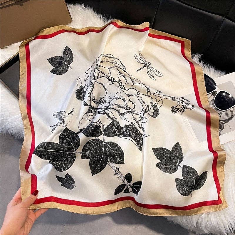 FurDecoration - Venta al por mayor Bufanda - Mujer - Pañuelo de satén con estampado de moda0