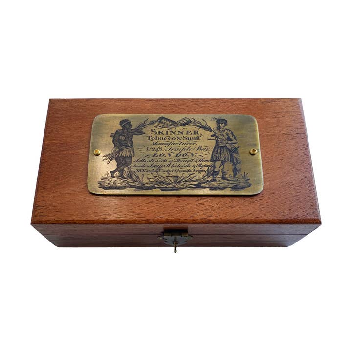 Wood Box with Vintage Tobacco Advertisement, 6-1/4" for wholesale by Madison Bay Co. - Historical Home Decor Reproductions