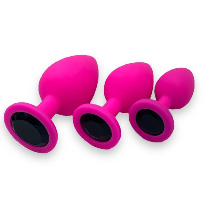 Kinky Pleasure - Wholesale Sex Toy - Power Escorts - BR134 - Silicone Butt Plug - Pink - 3 Pack - 6 Colors