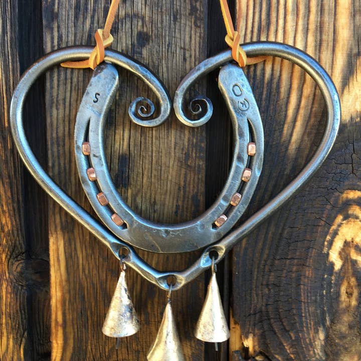 Lucky Love Wind Chime with Copper Nails for wholesale by Backcountry Blacksmith Inc.
