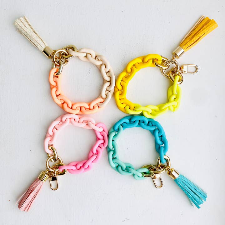 Tiny Gift Society - Wholesale Keychain Bracelet - Chain Link Bangle Keychain | Boho Acrylic Wristlet Key Ring