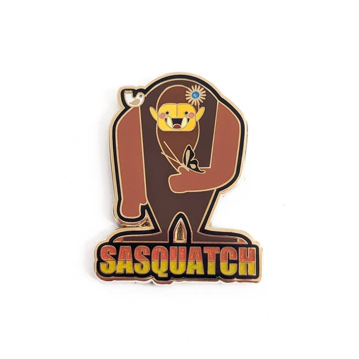 Sasquatch hård emaljepin med glimmer for engroshandel hos Amber Leaders Designs
