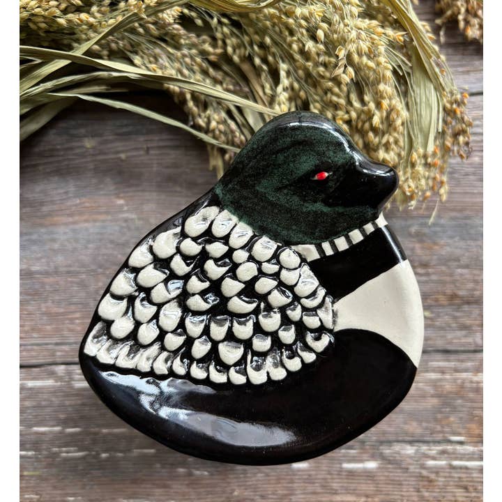 August Ceramics - Wholesale Jewelry Dish - Ceramic Bird Dish: Loon