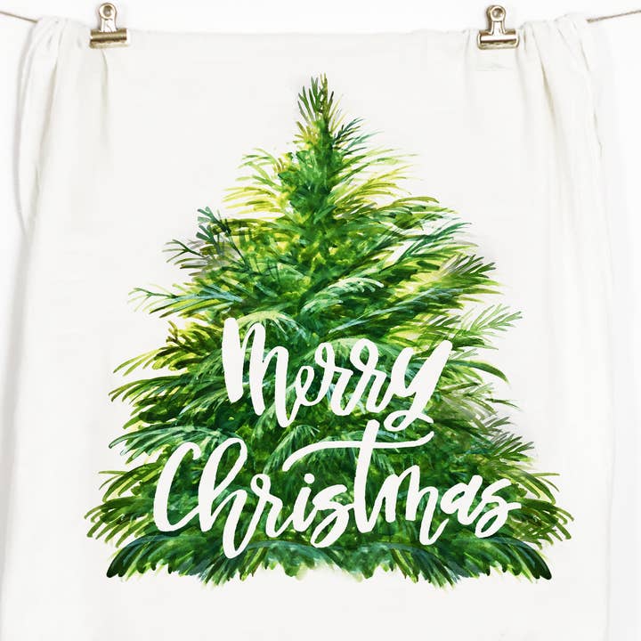 Merry Christmas Tree Tea Towel for wholesale by Honey Brush Design®