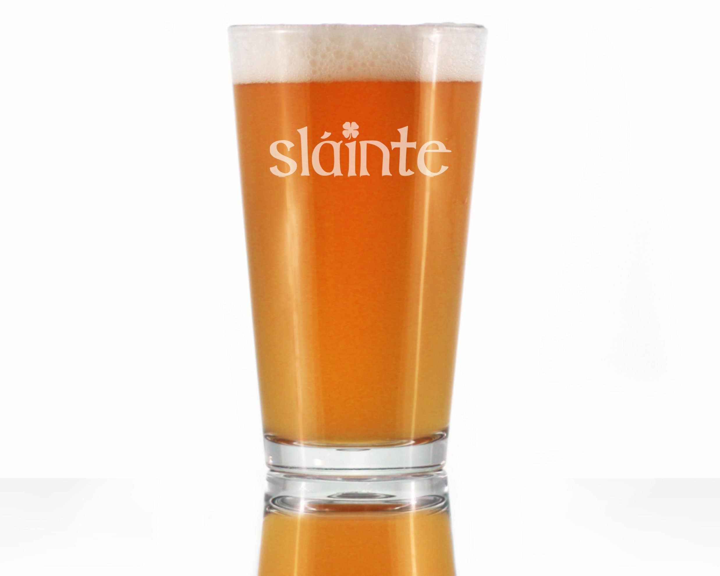 bevvee - Wholesale Beer Glass/Mug - Cheers Irish Slainte Pint Glass for Beer St. Patricks Gifts